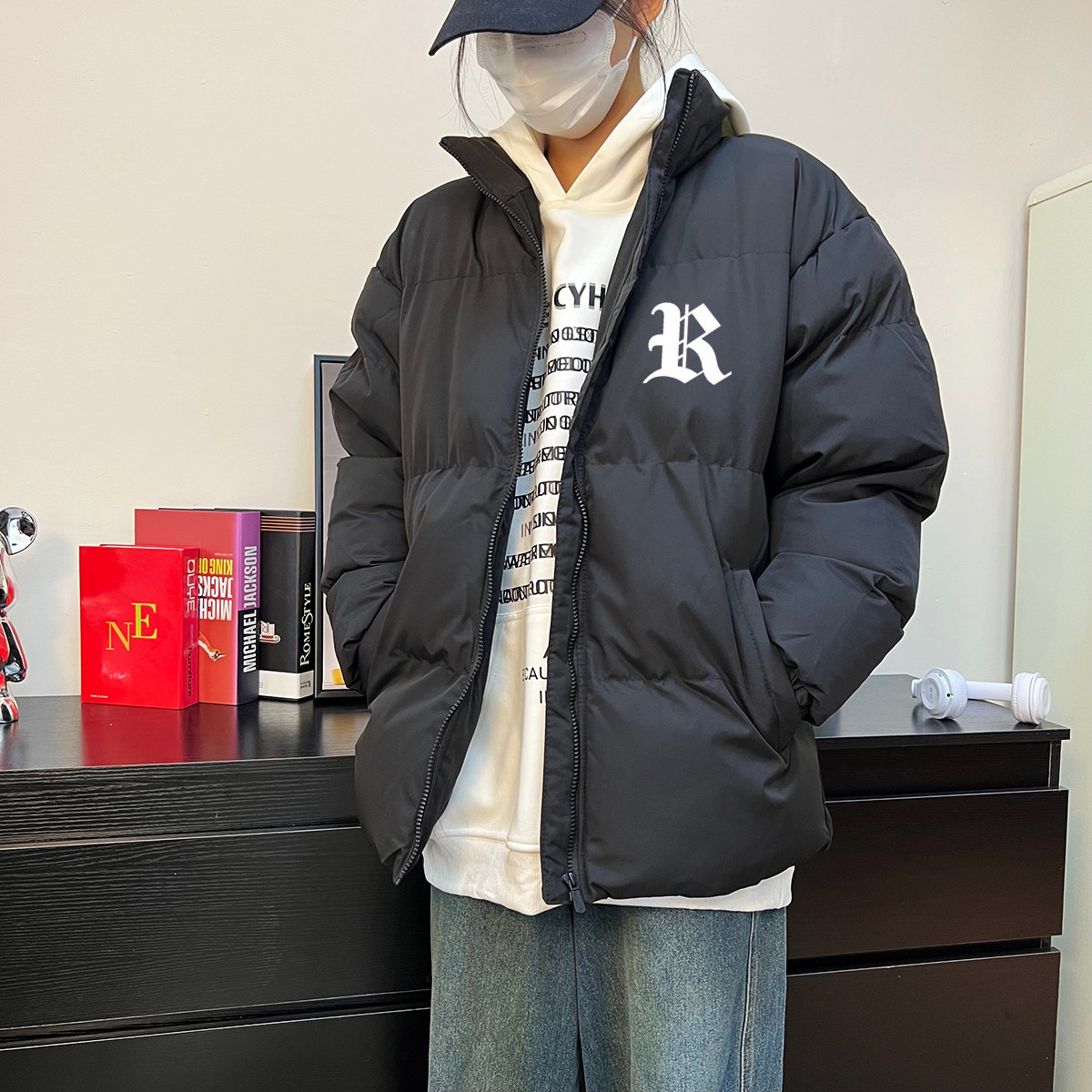 2024秋冬棉服男宽松大码休闲潮流情侣棉衣外套简约A155-MM08-TP48,男装棉衣,电商A155