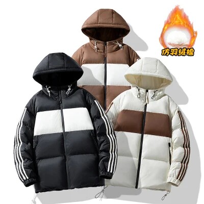 拼接撞色羽绒棉服男石墨烯连帽面包服情侣棉服 A110-BBM10-TP110图片