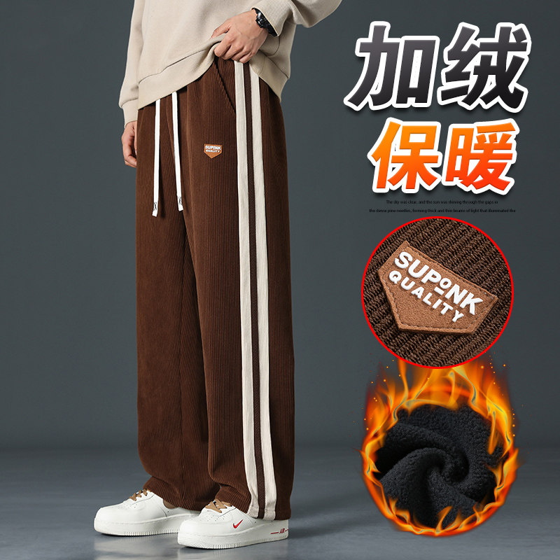 加绒休闲裤 灯芯绒裤子宽松直筒休闲裤男潮 A155-JHK10R-TP42图片