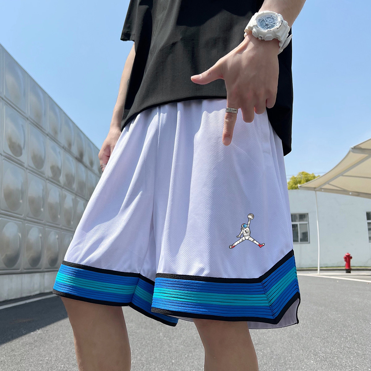 2024夏季冰丝短裤男士五分裤宽松大码港风休闲速干A155-K2306-P25,男装休闲裤,电商A155