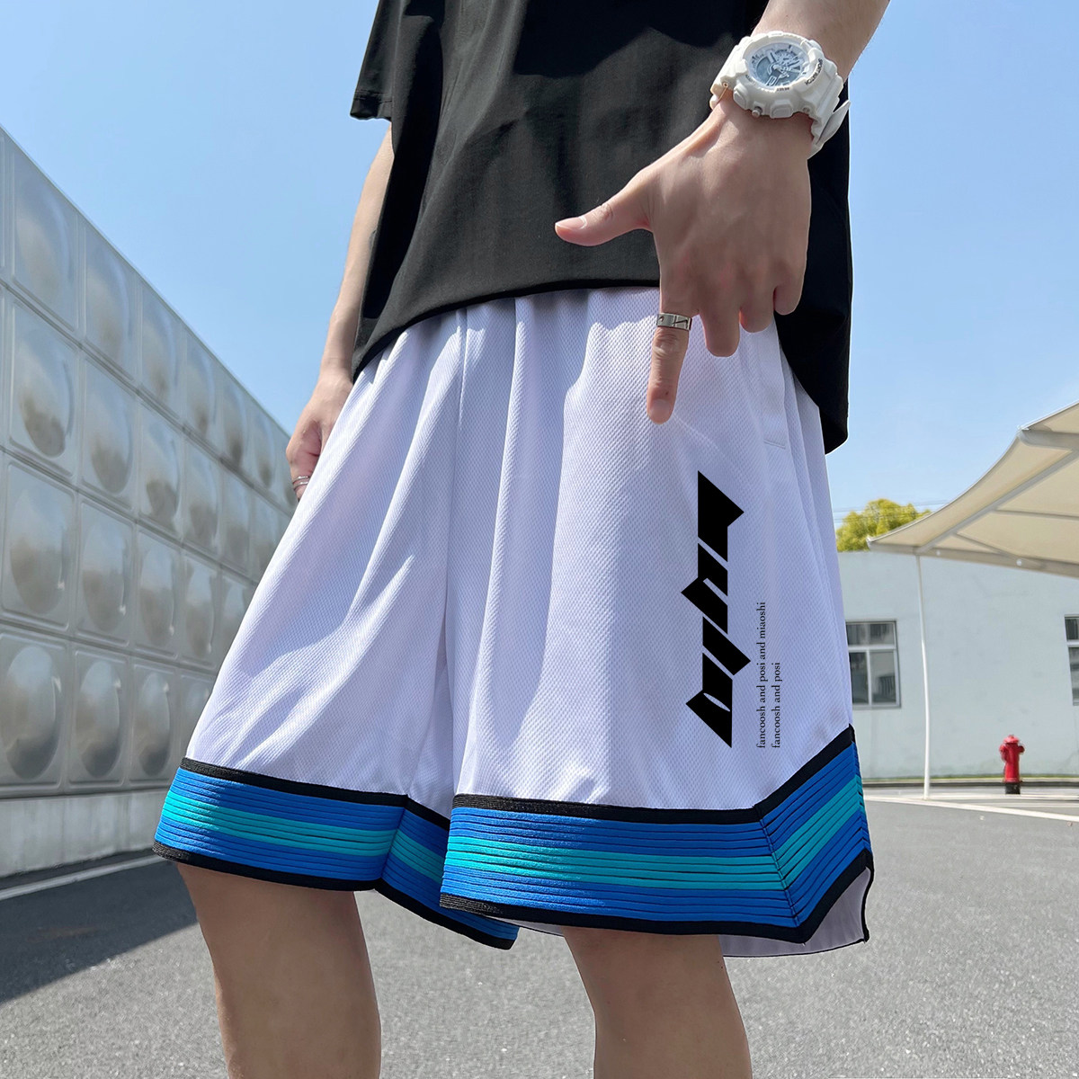 2024夏冰丝短裤男士五分裤港风大码潮流直筒裤速干A155-K2322-P25,男装休闲裤,电商A155
