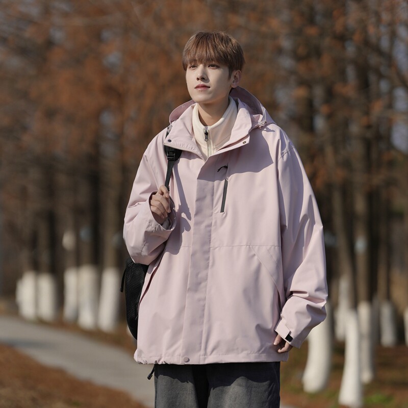 2024春季可拆卸冲锋衣情侣款夹克宽松休闲外套潮A155-MJK411-TP75，男装夹克，电商A155