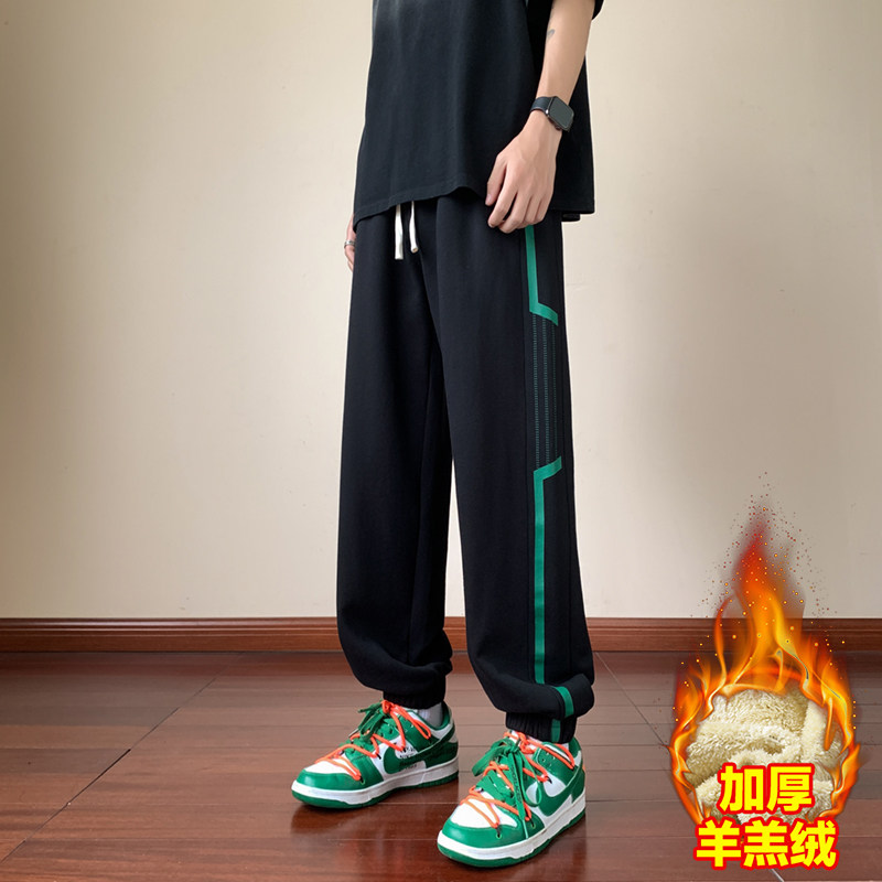 冬加绒加厚休闲裤男羊羔绒潮流直筒束脚裤子男潮 A155-CK05R-TP45图片