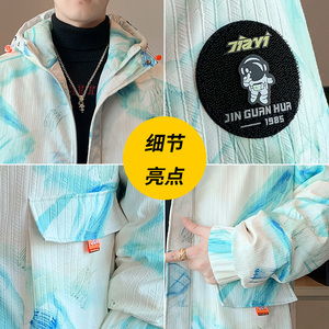 NASA联名90白鸭绒羽绒服男90绒提花羽绒外套潮 A155-BBYR02-TP207图片