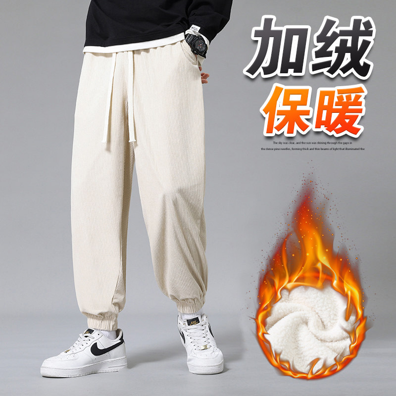 加绒休闲裤灯芯绒裤子宽松直筒休闲裤男潮A155-JHK11R-TP42，男装休闲裤，电商A155