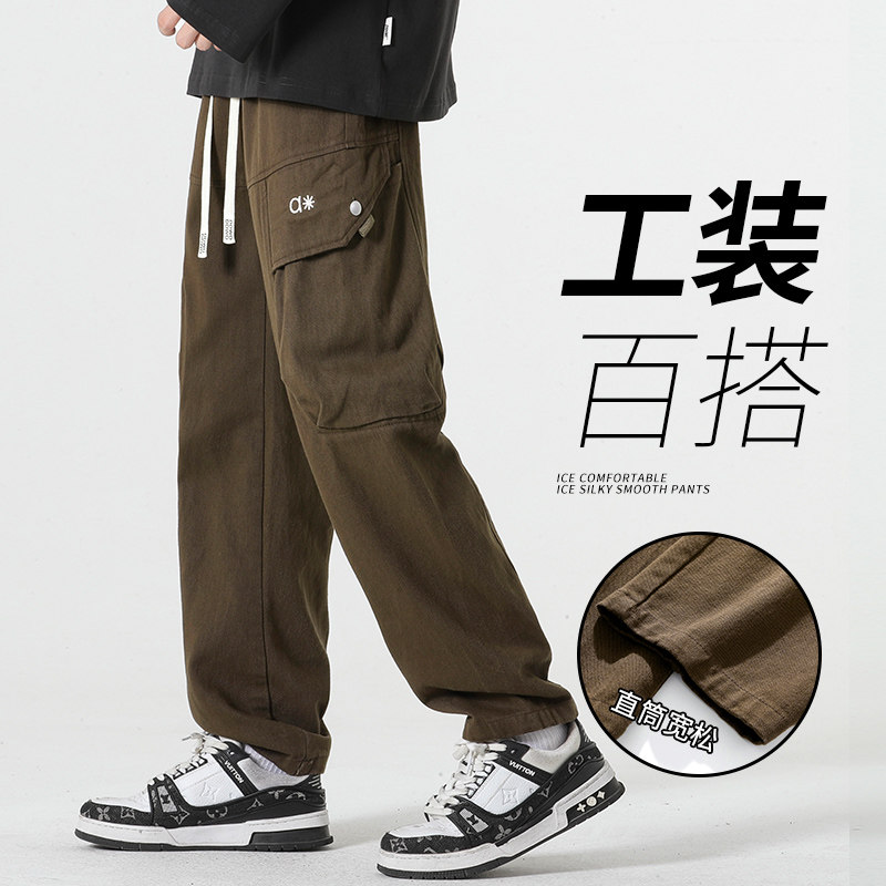 美式休闲长裤男士春季新款宽松直筒工装裤痞帅裤A155-DDK18-TP50,男装休闲裤,电商A155