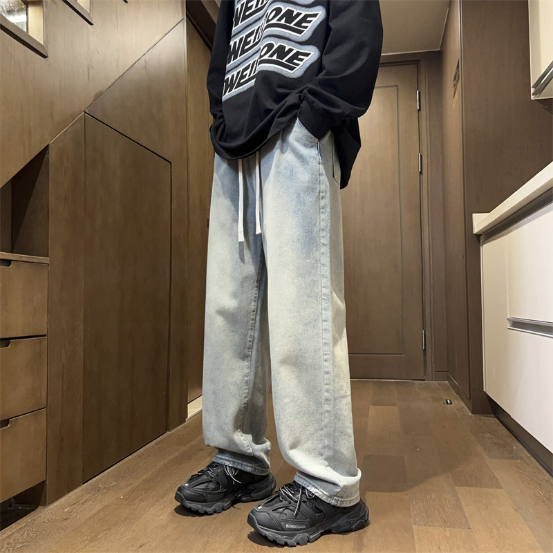 高街美式休闲水洗复古做旧牛仔裤男宽松直筒长裤A155-QK22-TP50,男装牛仔裤,电商A155