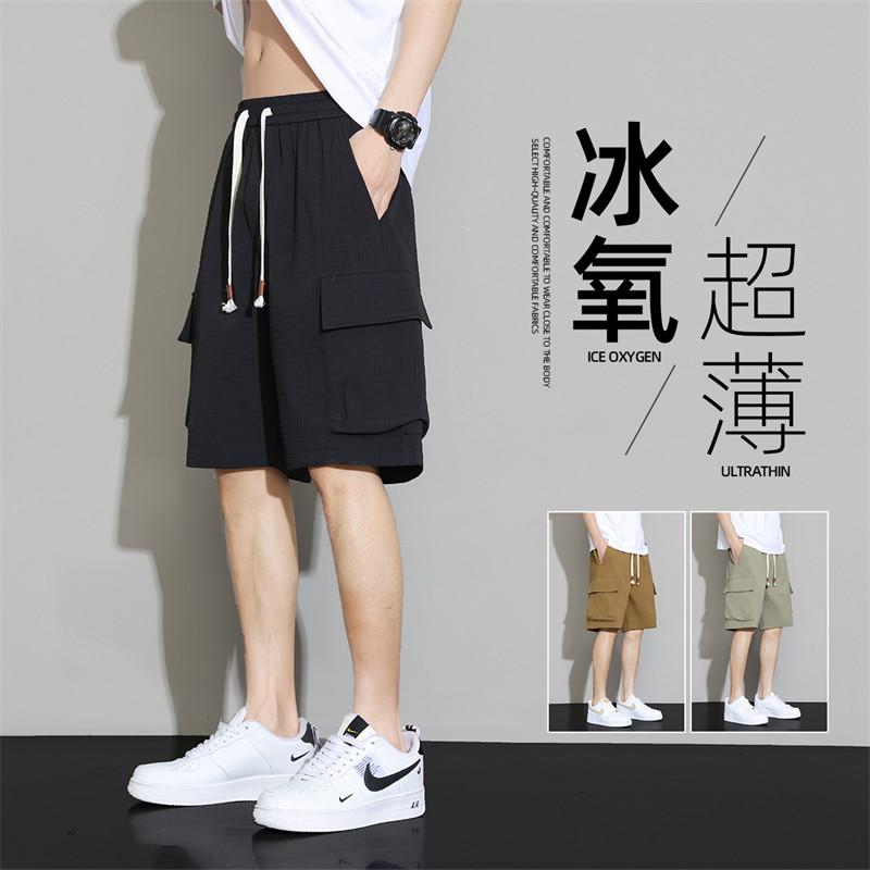 2024夏天休闲短裤男生夏季薄款冰丝中裤五分裤子A155-YGK03-TP41,男装休闲裤,电商A155