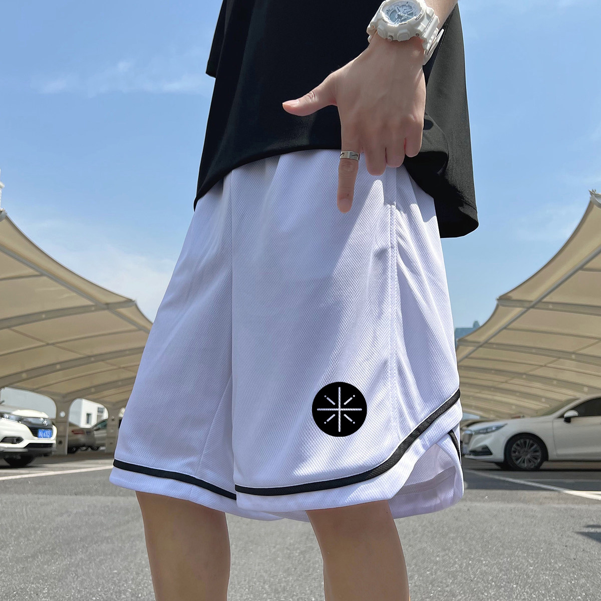 2024夏季冰丝短裤男士五分裤宽松大码港风休闲速干A155-K2215-P25,男装休闲裤,电商A155