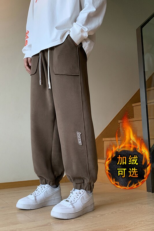 冬季新款加绒加厚大码休闲卫裤德绒潮流休闲裤子A155-JYFK01-TP58,男装休闲裤,电商A155
