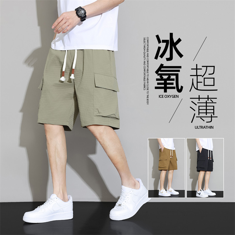 2024夏天休闲短裤男生夏季薄款冰丝中裤五分裤子 A155-YGK03-TP41图片