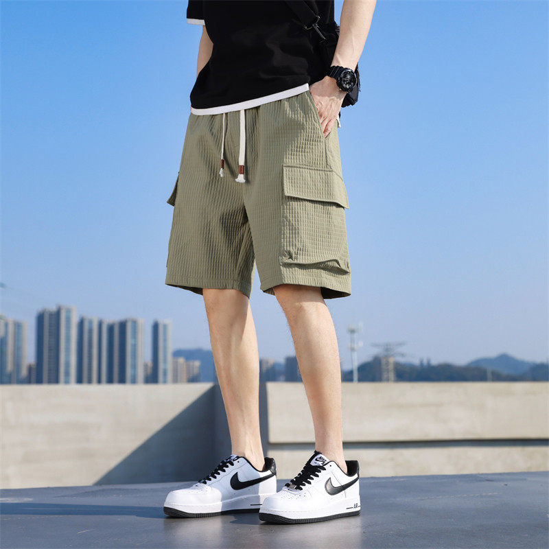 2024夏天休闲短裤男生夏季薄款冰丝中裤五分裤子A155-YGK03-TP41,男装休闲裤,电商A155