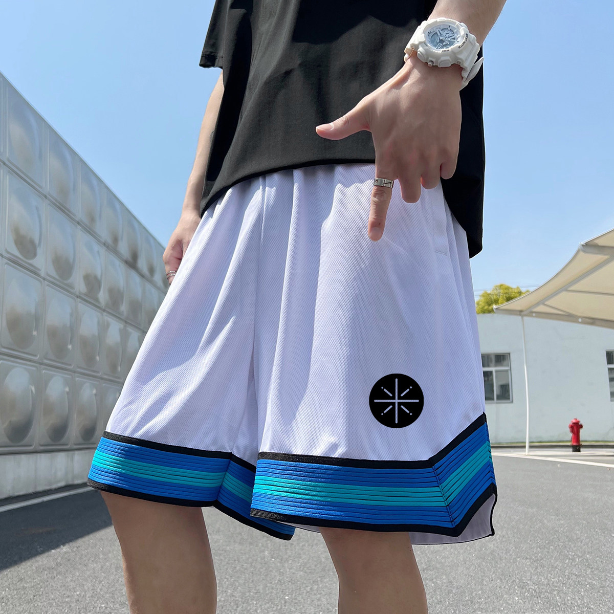 2024夏冰丝短裤男士五分裤港风大码潮流直筒裤速干A155-K2325-P25,男装休闲裤,电商A155
