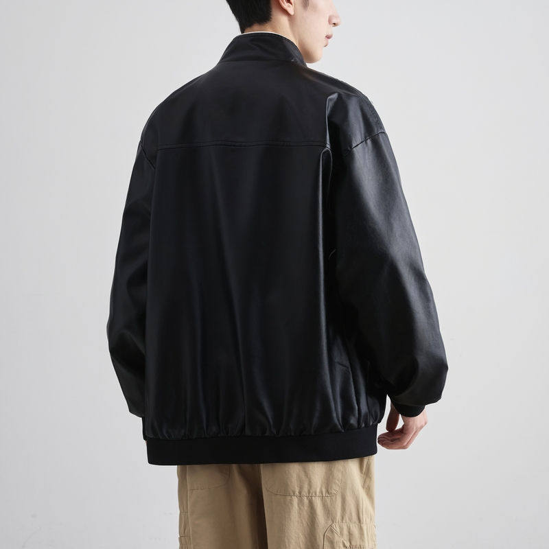 秋季皮衣外套男刺绣机车服立领休闲宽松美式复古A155-SJK03-TP90,男装夹克,电商A155