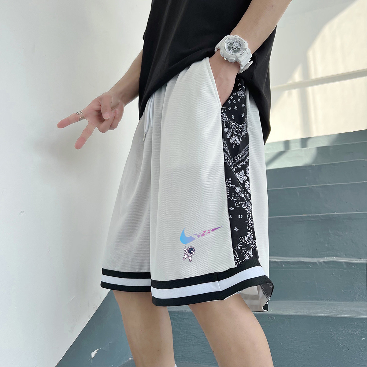 2024春夏休闲短裤男冰丝轻薄速干篮球裤宽松五分裤 A155-K875-P25图片