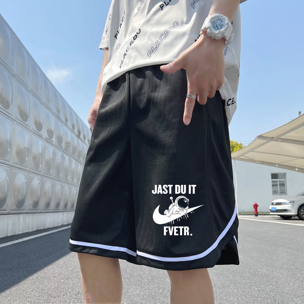 2024夏季冰丝短裤男士五分裤宽松大码港风休闲速干A155-K2221-P25,男装休闲裤,电商A155