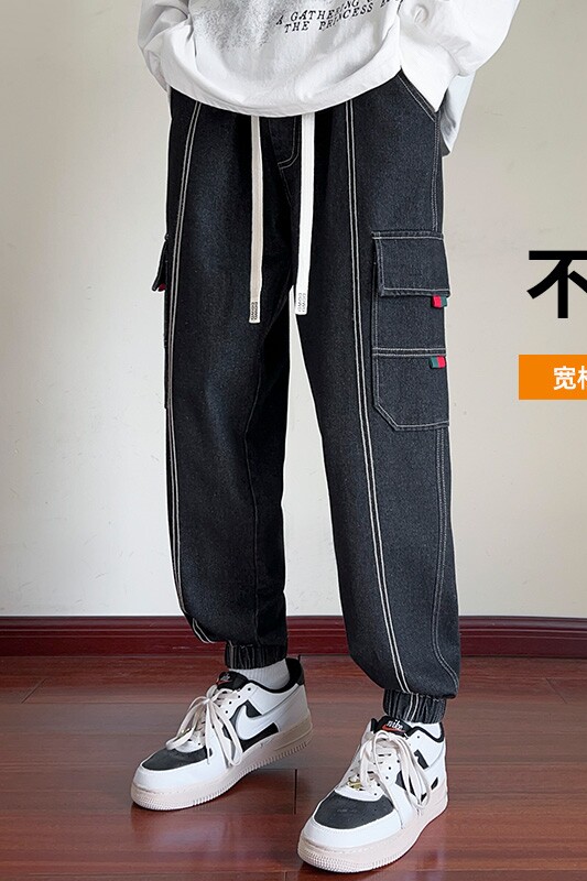 男士工装牛仔裤青少年运动休闲裤潮流宽松束脚裤A155-DDK23-TP56,男装牛仔裤,电商A155