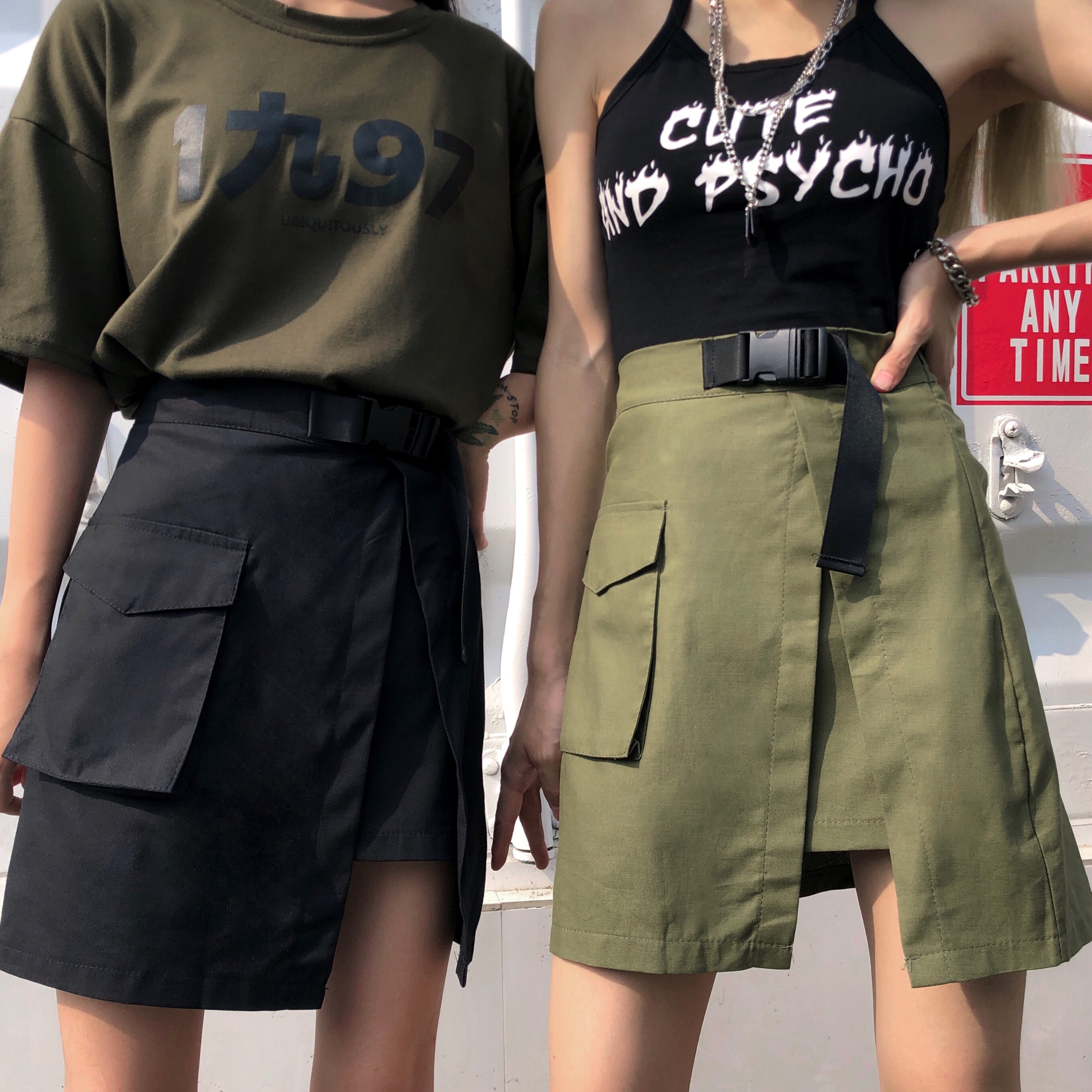 Real shooting of new style frock skirt in spring and summer, new style versatile, retro casual skirt, female irregular student's big pocket, Japanese style