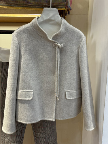 zqqz简约风2024秋新款牦牛绒双面尼百搭外套小个子保暖气质女装