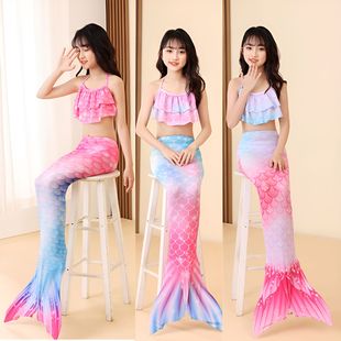 2025新款 美人鱼儿童泳衣女孩儿童鱼尾裙公主裙子比基尼游泳衣服装