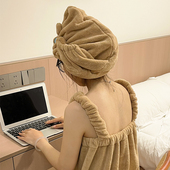 卡皮巴拉浴巾女夏可穿可裹大人浴袍浴裙珊瑚绒家用吸水速干三件套