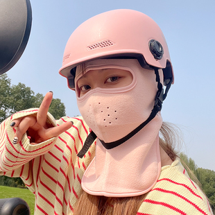 骑行防风面罩冬可带头盔遮脸保暖透气包颈护耳电动车防寒围脖一体