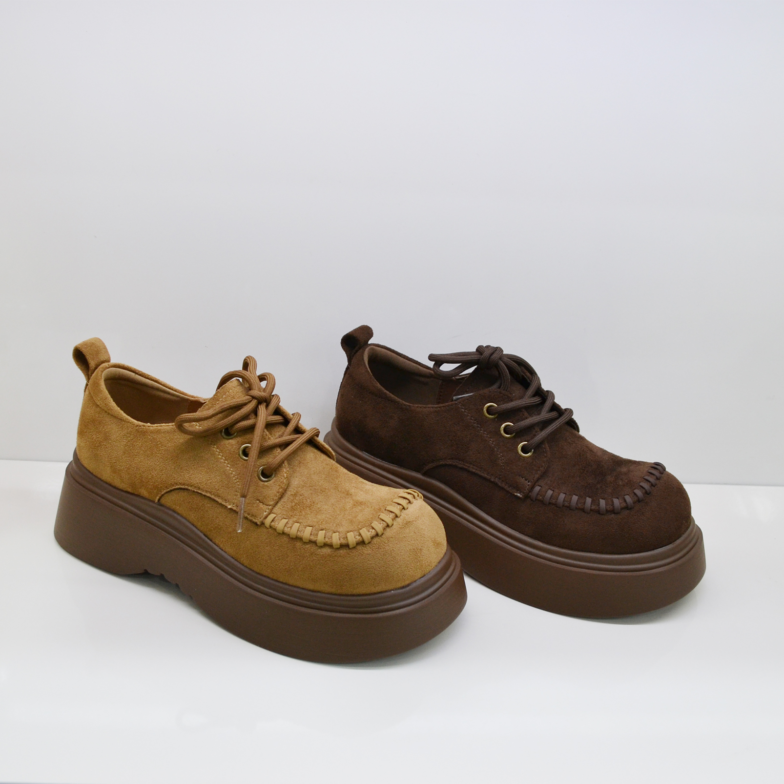 冰洁秋季新款厚底圆头勃肯鞋女