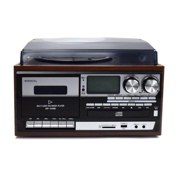 日本代购 WINTECH KRP-308MS 黑胶唱片机CD磁带收音多功能一体机