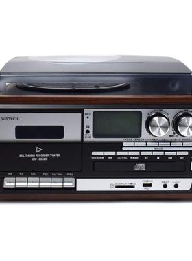 日本代购 WINTECH KRP-308MS 黑胶唱片机CD磁带收音多功能一体机