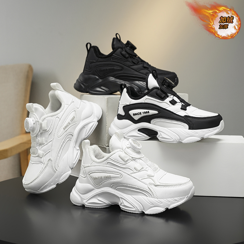 CEO ABC儿童黑色鞋子秋冬款男童运动鞋女童校园小黑鞋加绒二棉鞋