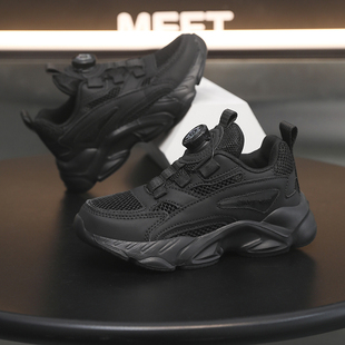 CEO ABC童鞋男童女童校园专用小黑鞋夏季单网透气儿童黑色运动鞋