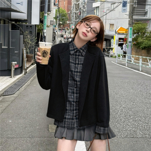 外套 男女老钱风cleanfit针织开衫 RuleByMe假两件拼接翻领长袖 衬衫