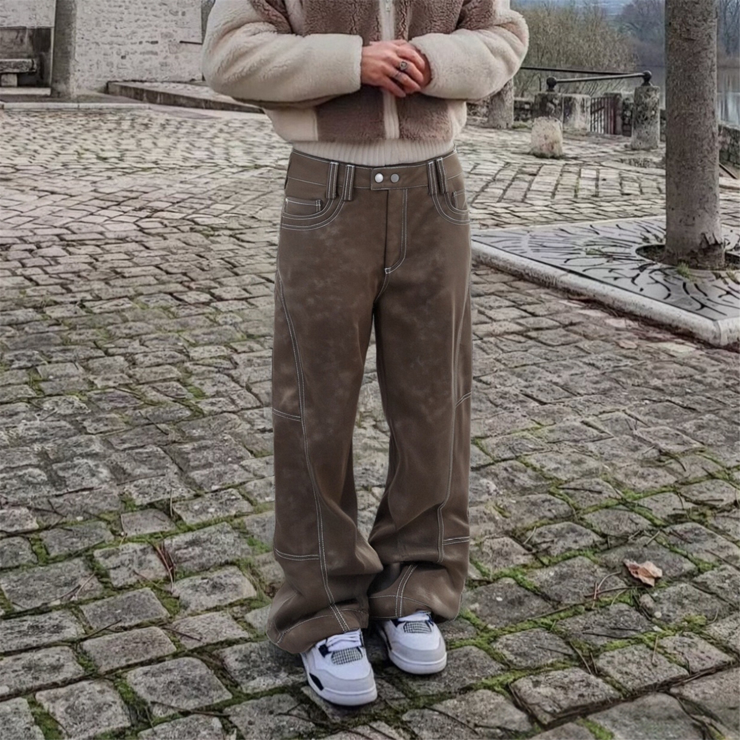 RULEBYME辑明线拼接设计长裤