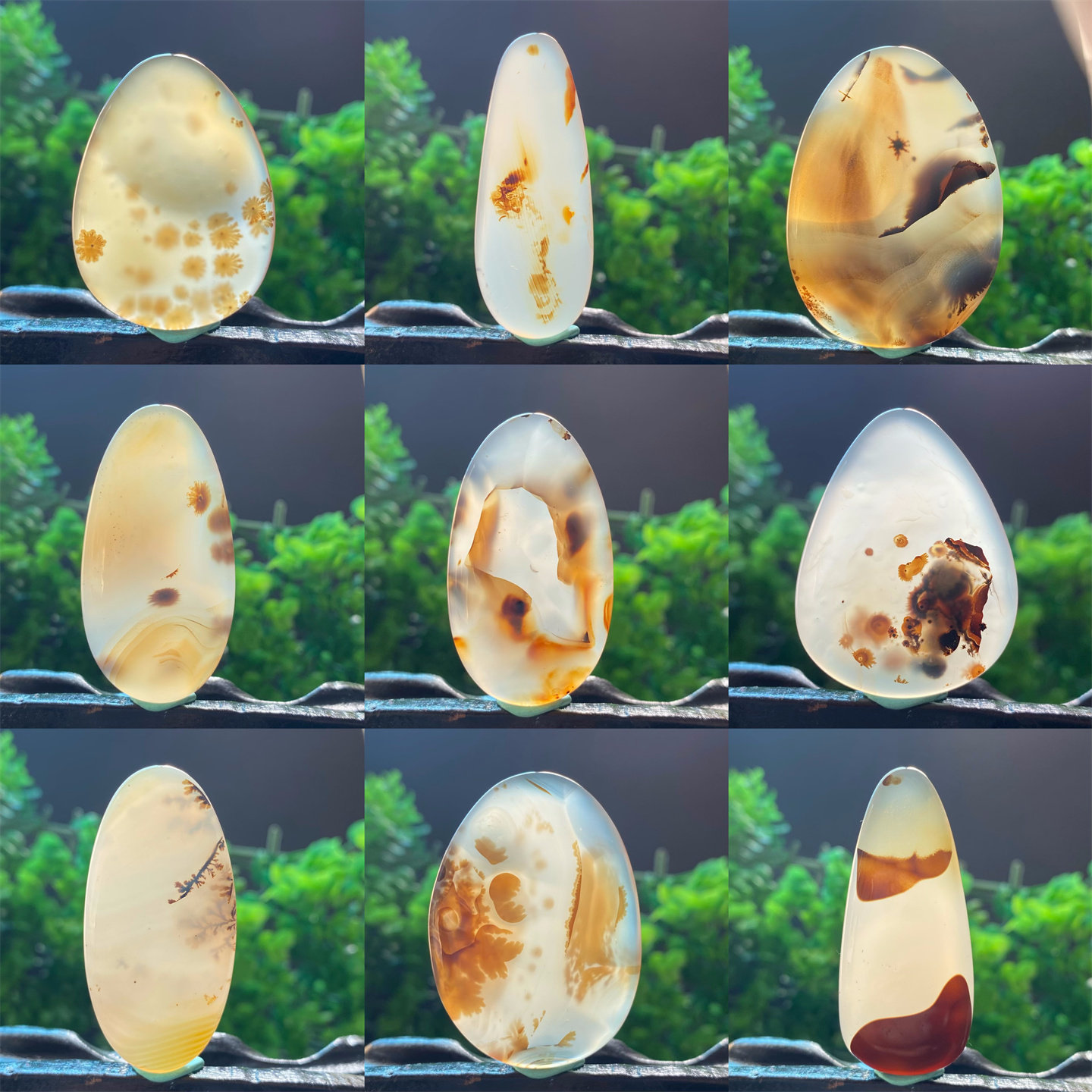 马料海洋玉髓I吊坠方牌风景奇石草花玛瑙摆件一景一物精品像形T1