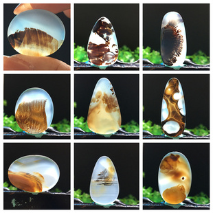 马料海洋玉髓I吊坠方牌风景奇石草花玛瑙摆件一景一物精品像形c