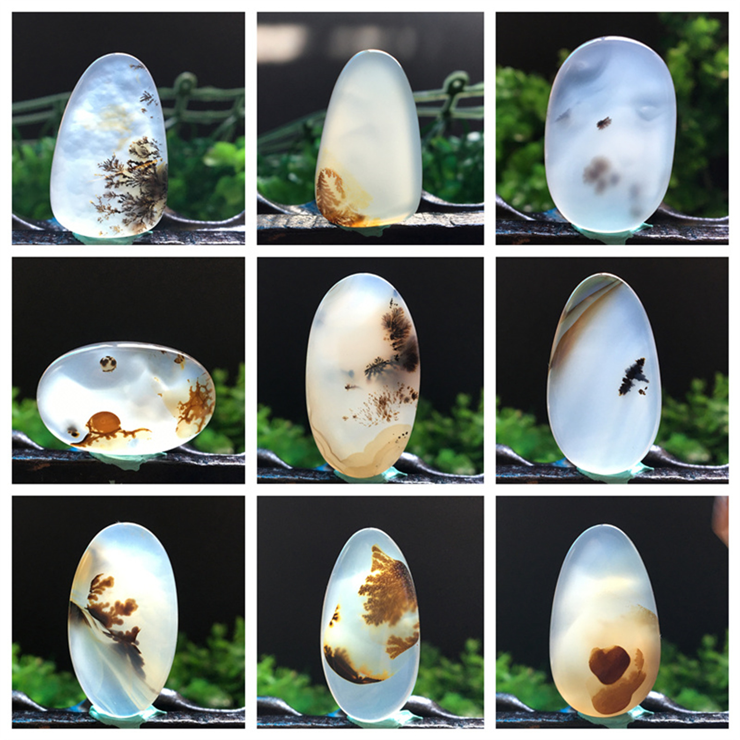 马料海洋玉髓I吊坠方牌风景奇石草花玛瑙摆件一景一物精品像形c