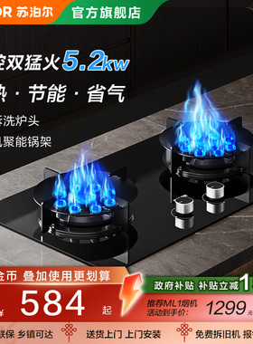 苏泊尔九腔猛火燃气灶煤气炉灶具家用双灶台嵌入式天然液化气YB13