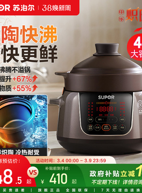 苏泊尔中华炽陶电炖锅炖汤家用炖盅电砂锅养生锅煲汤锅多功能粥锅