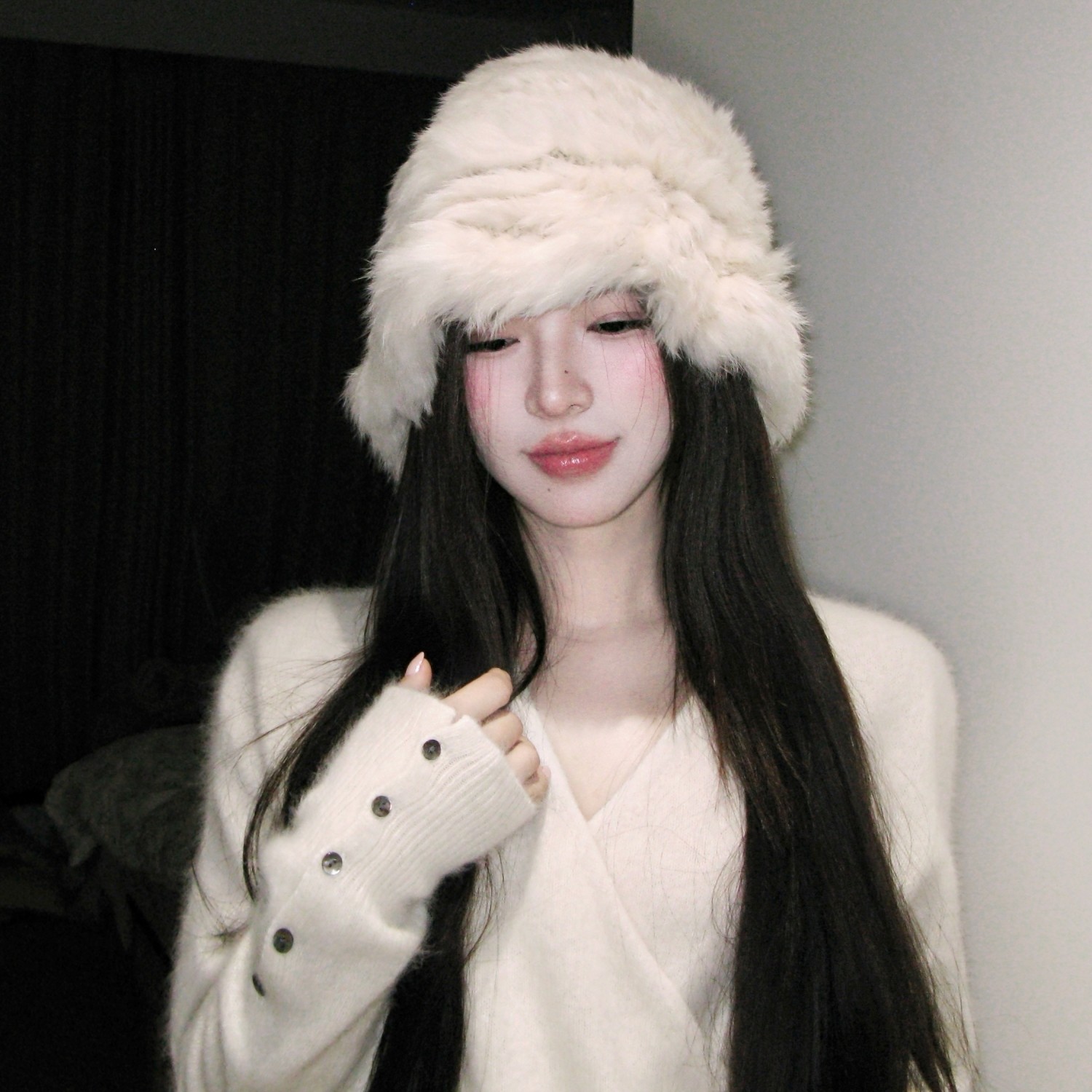 陈哈哈温柔兔兔~兔毛帽女秋冬新款毛绒针织帽毛线帽显脸小渔夫帽,服饰配件/皮带/帽子/围巾,帽子,淘宝优惠券,粉丝福利购,淘宝优惠卷