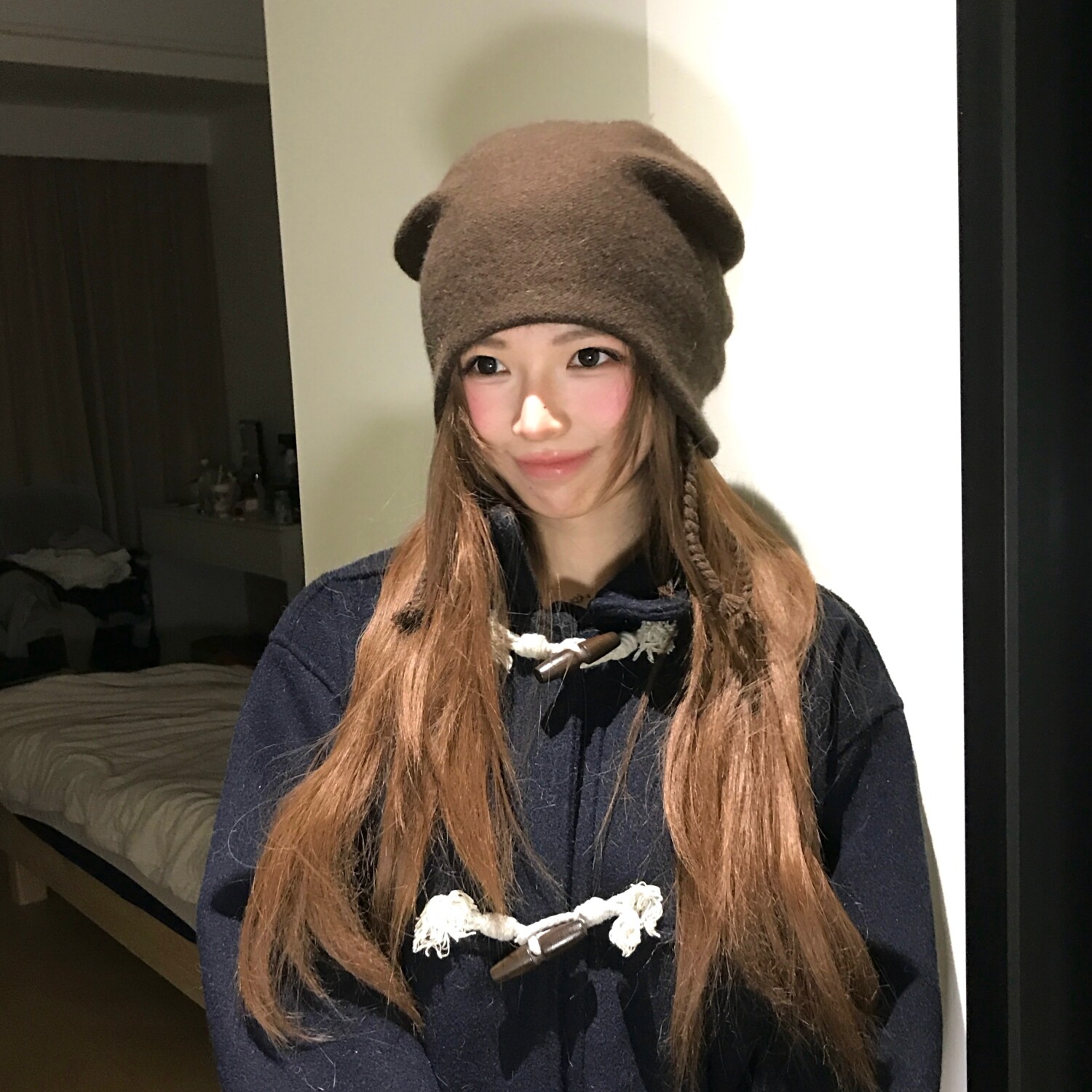 陈哈哈定制小猫~可爱猫耳朵针织帽秋冬新款百搭小众休闲毛线帽韩