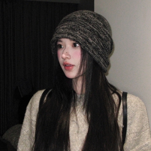 陈哈哈山间故事~羊毛翻边冷帽杂色针织帽包头帽子百搭显脸小秋冬