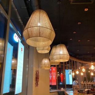 侘寂风餐厅吧台吊灯民宿卧室装 客厅手工麻绳编织复古灯具 饰灯日式