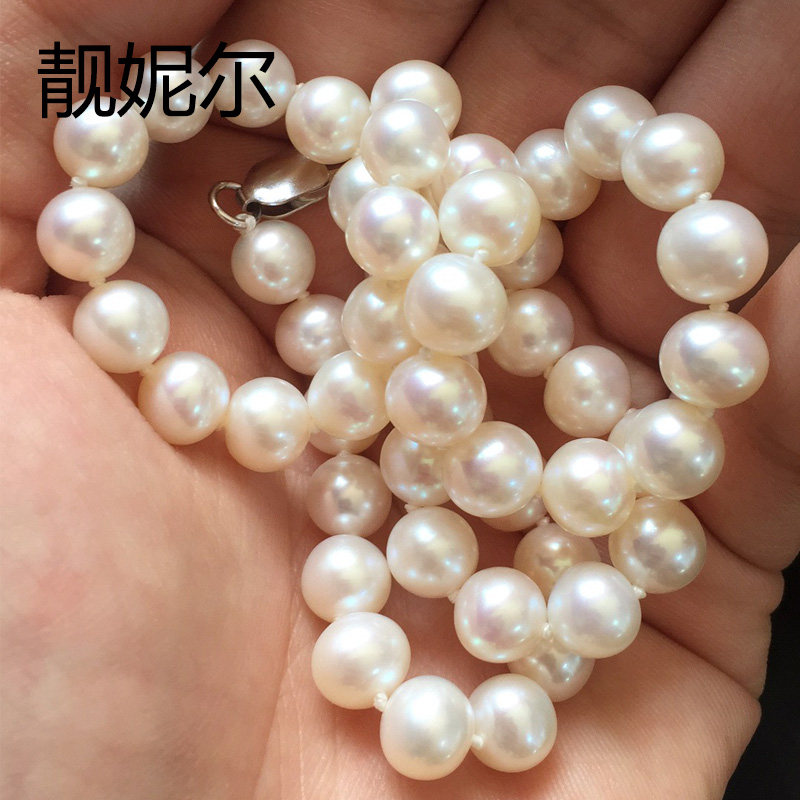 靓妮尔天然淡水珍珠项链8-9mm近正圆形瑕疵度属于行内无瑕疵款在类目 珠宝/钻石/翡翠/黄金, 天然珍珠（新）, 颈饰中 - 来自Buy2taobao.com提供专业的淘宝代购服务