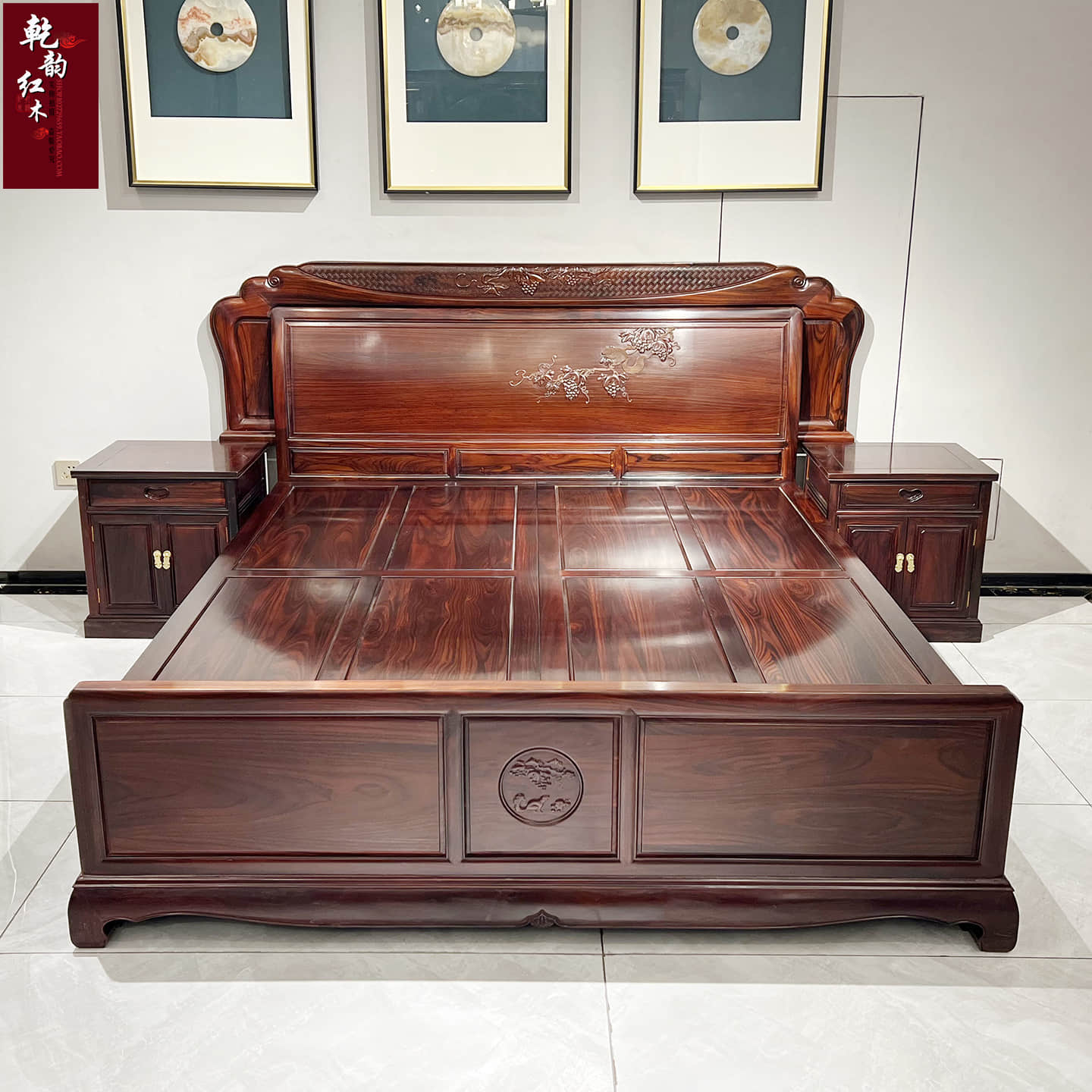 中式简约印尼黑酸枝木万代大床