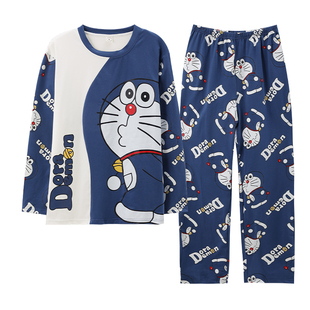 胖大童睡衣男纯棉春秋季薄款长袖卡通青少年高中生学生家居服套装