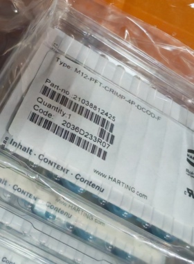 HARTING连接器21038812425圆形四针M12-PFT-D-COD-4编码器4P德国