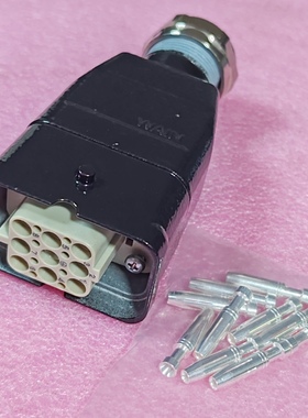 WAIN连接器HQ-008/0-FC母插头HC-TEH-2B-M25黑色金属壳16A/250V