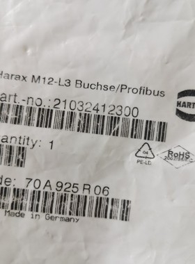 HARTING连接器21032412300圆形四芯HARAX-M12-L3德国21032412301