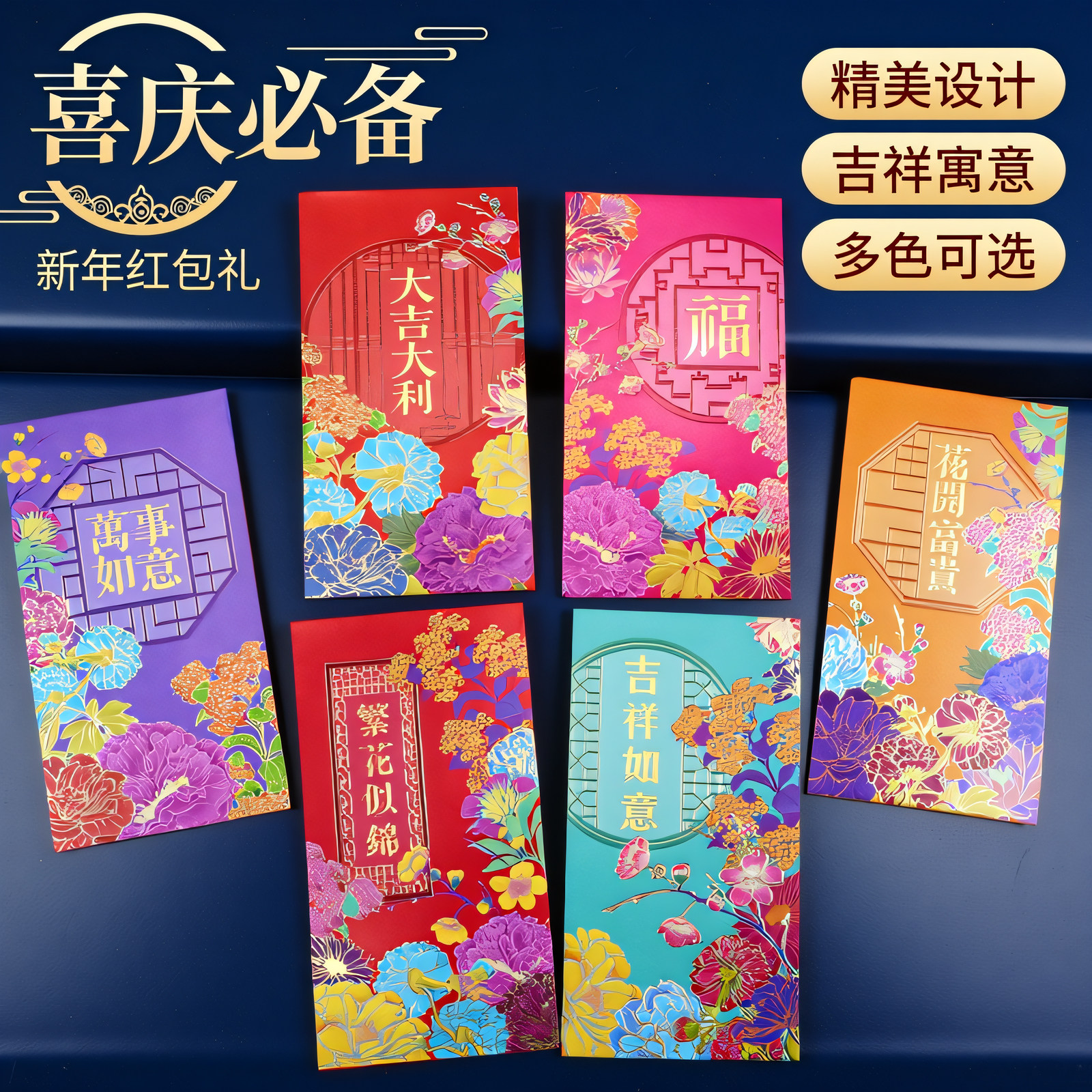 2026新年花簇精美清新利是封复古传统创意个性送礼新春压岁红包袋