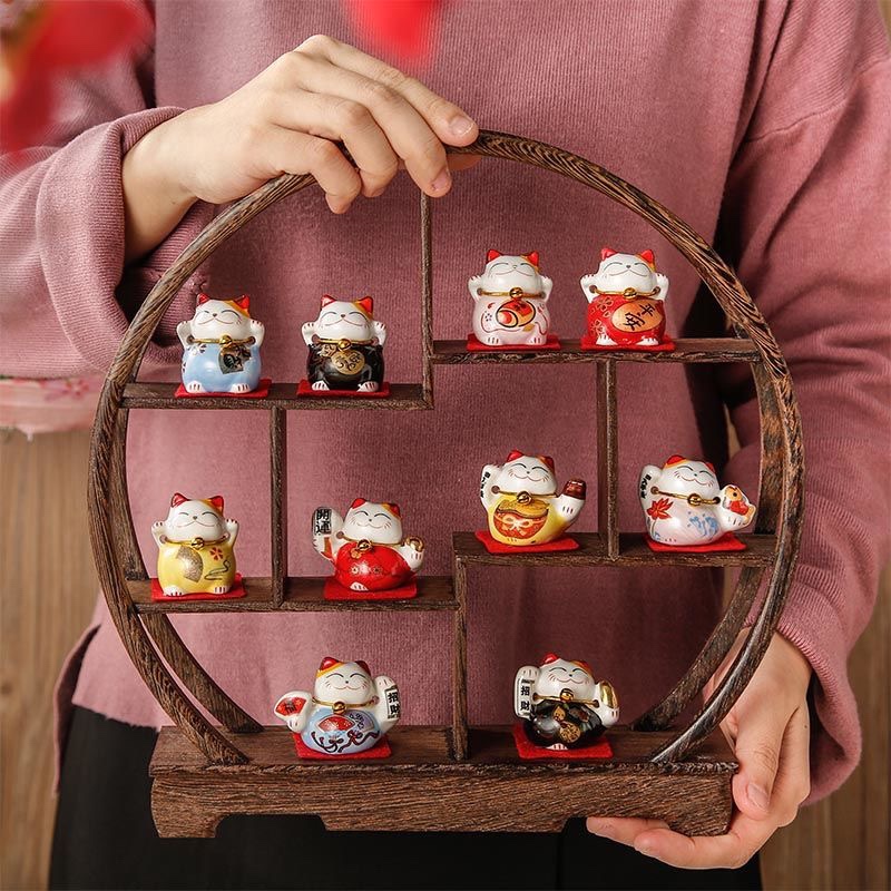 招财猫小摆件陶瓷可爱电视柜玄关桌面酒柜家居客厅房间装饰品摆件